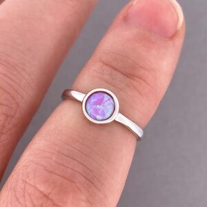 Pink Lab Opal Sterling Silver Ring Size 4